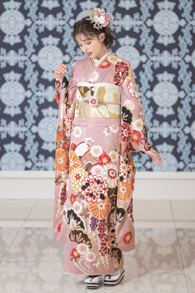 桜色 祝い菊 | 大阪・枚方の貸衣装とレンタル着物のまからんや